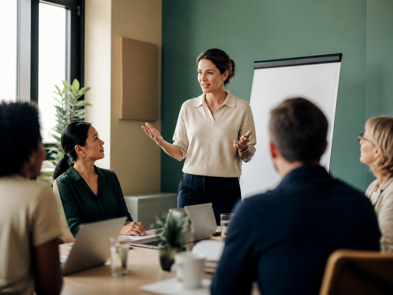 A facilitator leading a professional training workshop